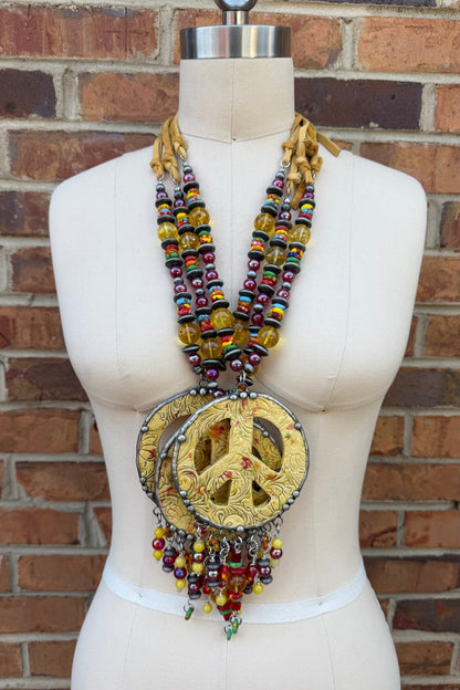 BIG Yellow Peace Necklace - ivyandlavyboutique Art by Amy