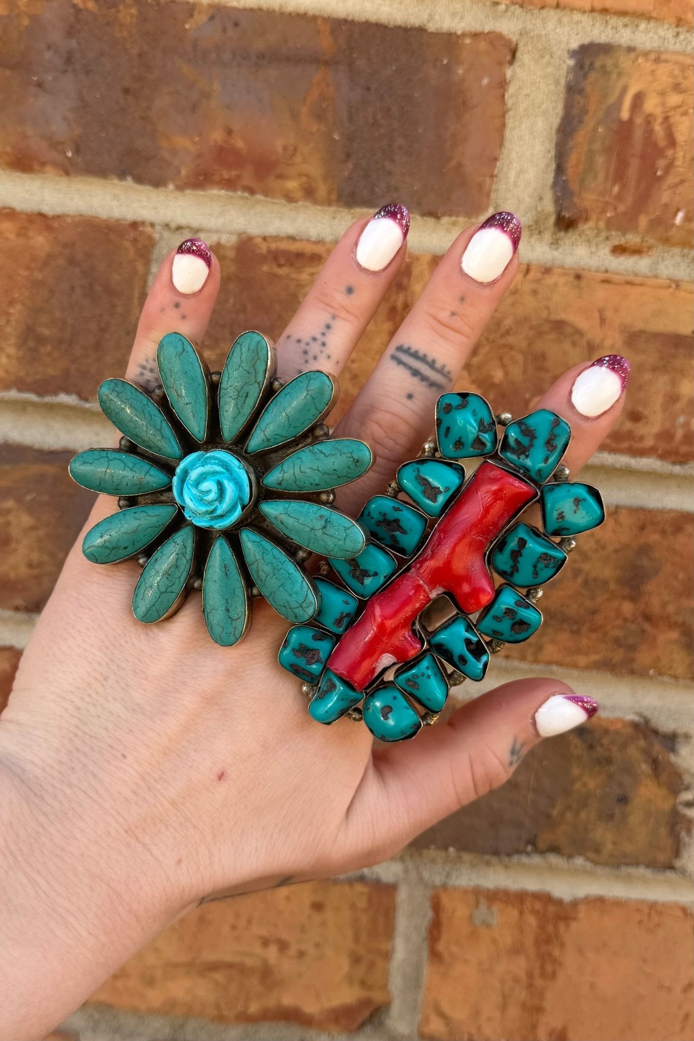 Biggie Turquoise & Coral Ring - ivyandlavyboutique ivyandlavyboutique
