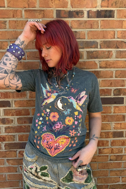 Birds & Flowers Graphic Printed Top - ivyandlavyboutique Lotus Fashion Collection