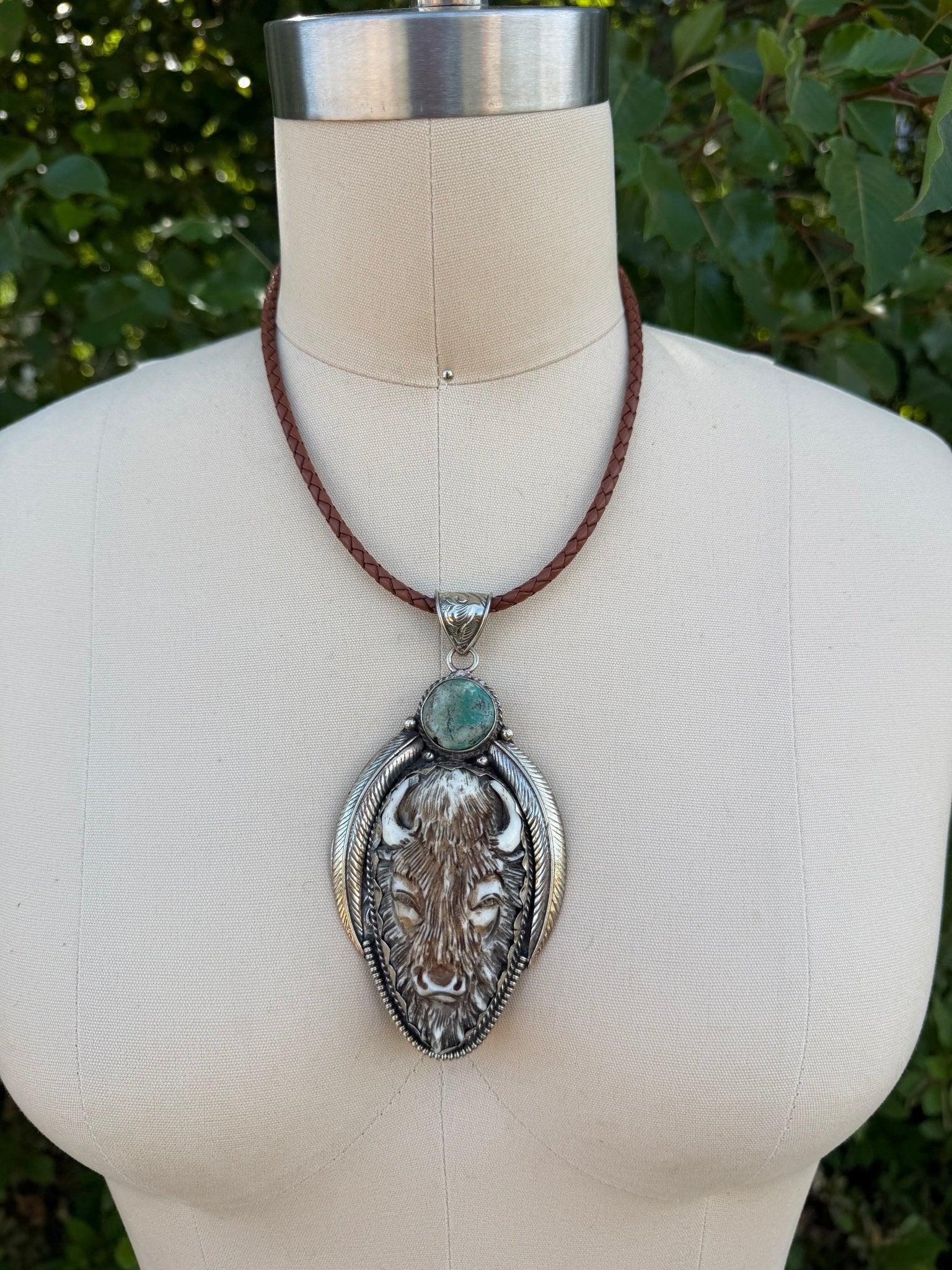Bison Head w/ Turquoise Choker - ivyandlavyboutique ivyandlavyboutique