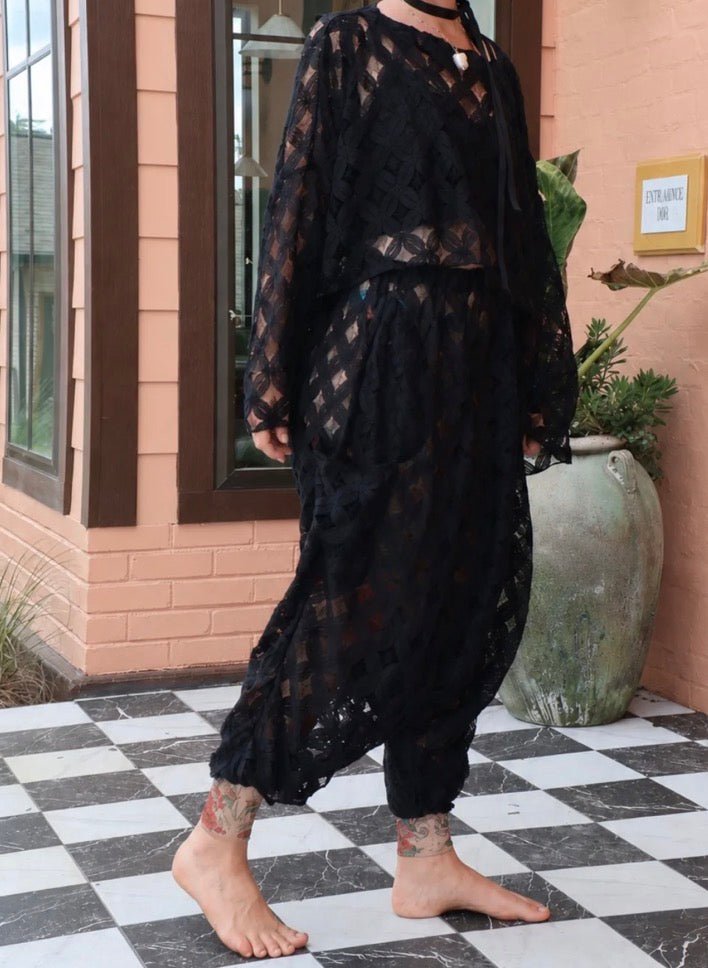 Black Crochet Be Still Harems - Kantha Bae - ivyandlavyboutique Kantha Bae