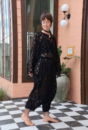 Black Crochet Be Still Harems - Kantha Bae - ivyandlavyboutique Kantha Bae