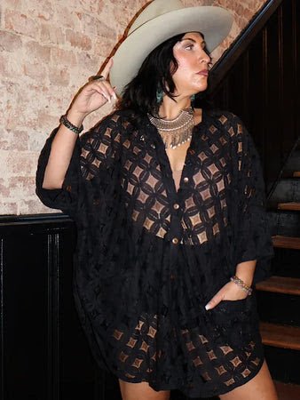 Black Crochet Free To Be Top - Kantha Bae - ivyandlavyboutique Kantha Bae