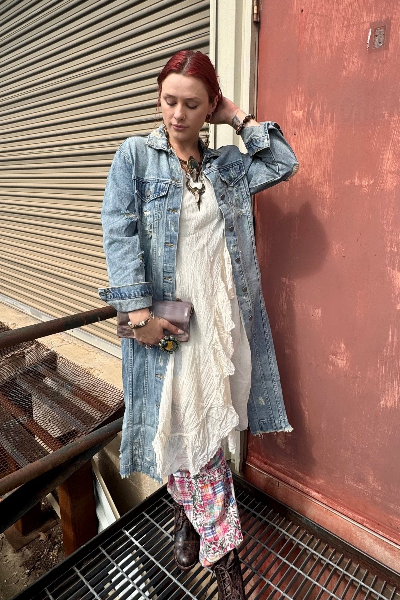 Blissfully Yours Long Denim Trench Jacket - ivyandlavyboutique Vervet