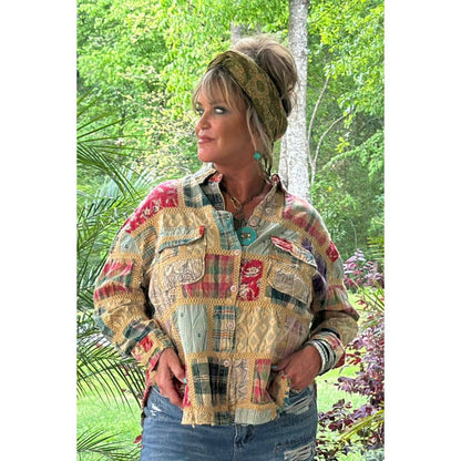Block Party Patched Boho Top - ivyandlavyboutique Jaded Gypsy
