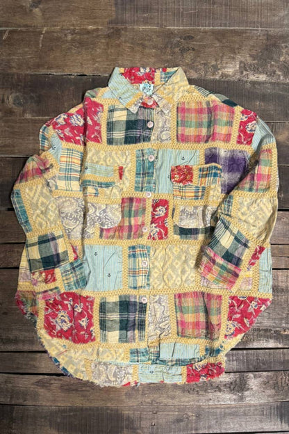 Block Party Patched Boho Top - ivyandlavyboutique Jaded Gypsy