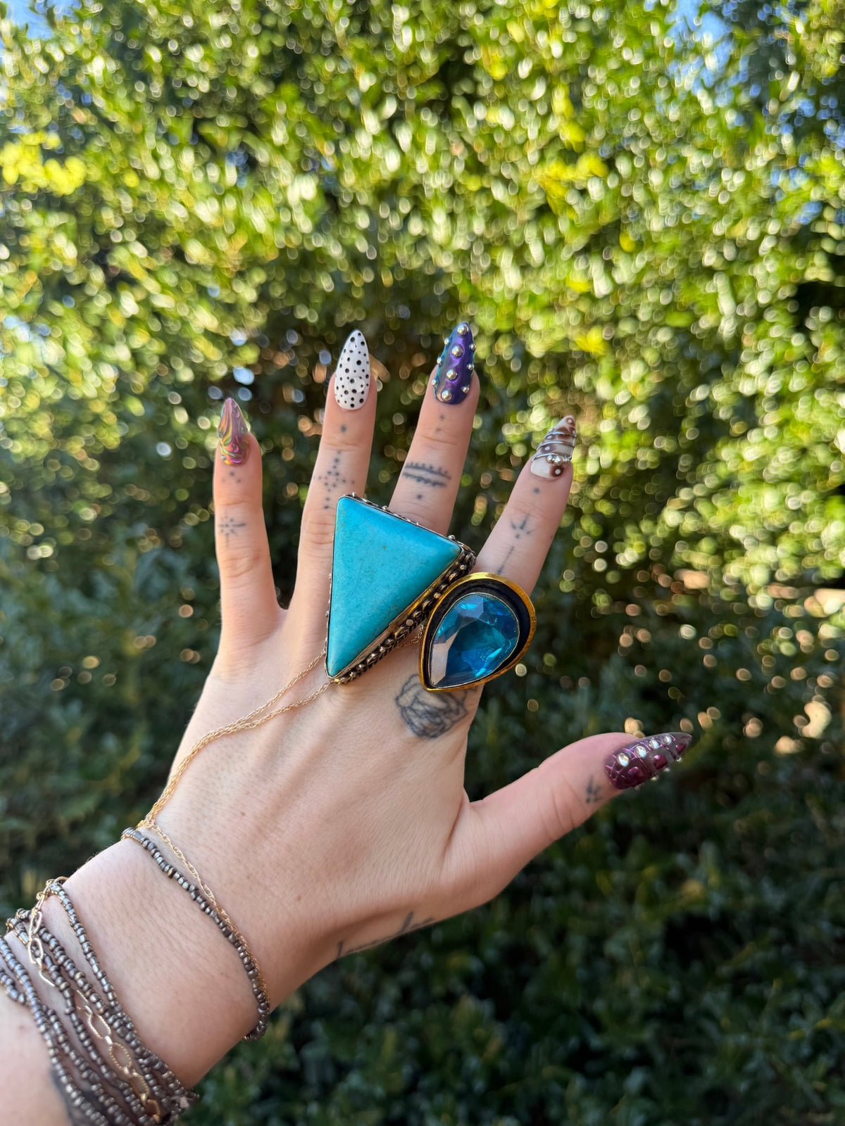 Blue Crystal Hat Ring - Boho Wanderlust Boutique ivyandlavyboutique