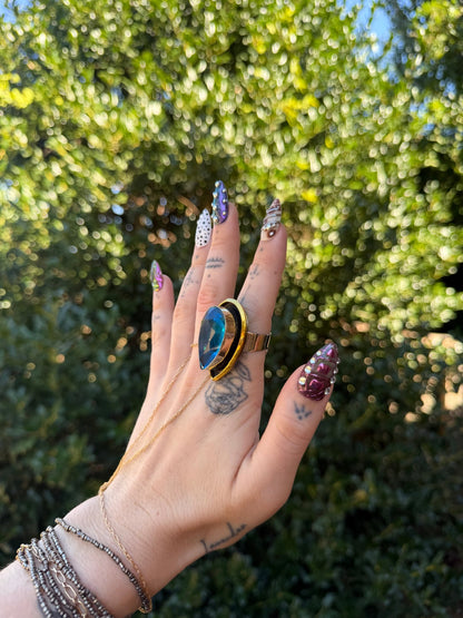 Blue Crystal Hat Ring - Boho Wanderlust Boutique ivyandlavyboutique