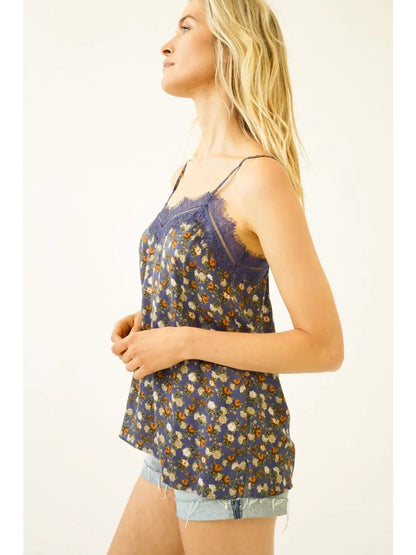 Blue Floral Tank Top - ivyandlavyboutique Mystree