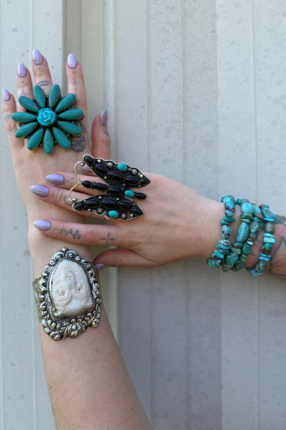 Blue Flower Starburst Ring - ivyandlavyboutique ivyandlavyboutique