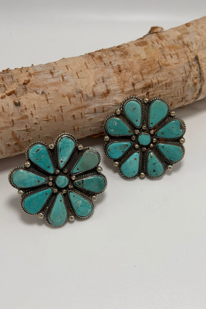 Blue Squash Blossom Turquoise Flower Ring - ivyandlavyboutique ivyandlavyboutique