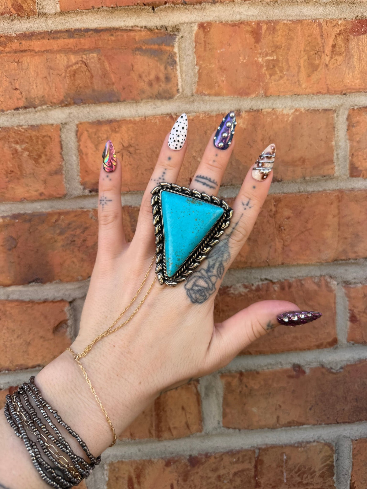 Blue Triangle Ring 1 - Boho Wanderlust Boutique ivyandlavyboutique