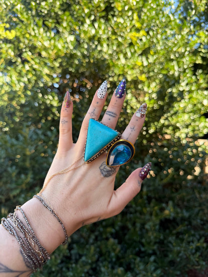Blue Triangle Ring 2 - Boho Wanderlust Boutique ivyandlavyboutique
