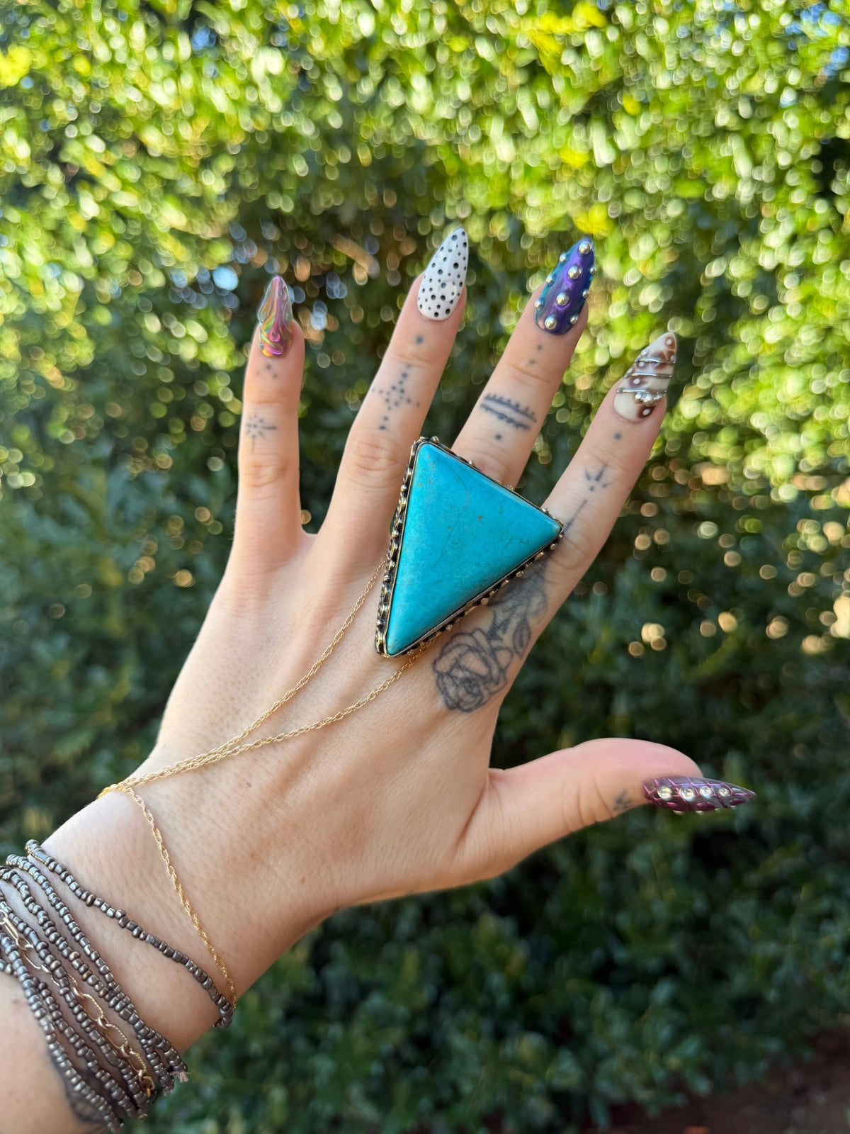 Blue Triangle Ring 2 - Boho Wanderlust Boutique ivyandlavyboutique