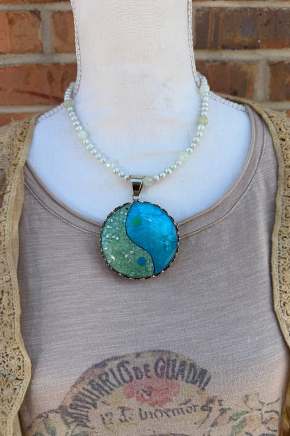 Blues and Greens Ying Yang Necklace - ivyandlavyboutique ivyandlavyboutique