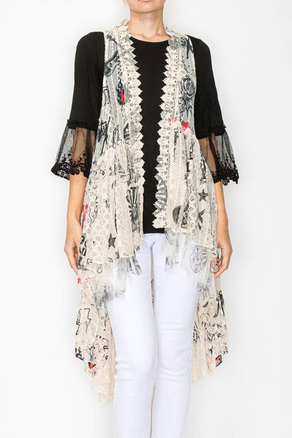 BOHEMIAN ALL LACE HI LOW VEST - ivyandlavyboutique Origami Apparel ~ Lace and Crochet inspired