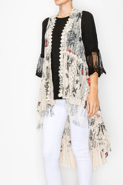 BOHEMIAN ALL LACE HI LOW VEST - ivyandlavyboutique Origami Apparel ~ Lace and Crochet inspired