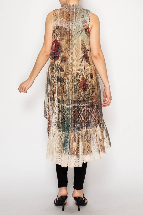 BOHEMIAN ALL LACE HI LOW VEST VINTAGE BIRD - ivyandlavyboutique Origami Apparel ~ Lace and Crochet inspired