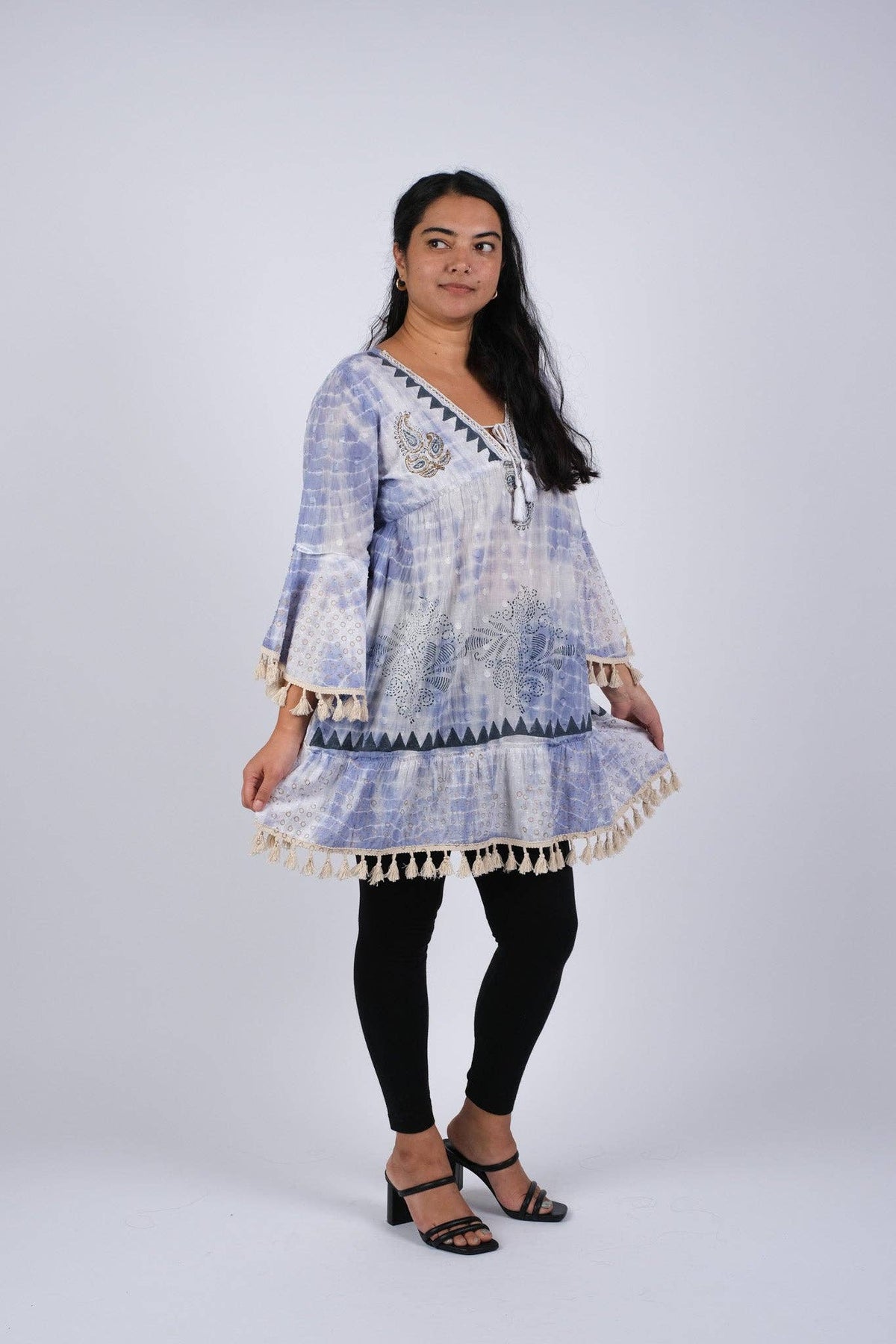 Bohemian Ocean Ethereal Tunic with Bell Sleeve - ivyandlavyboutique Sacred Threads