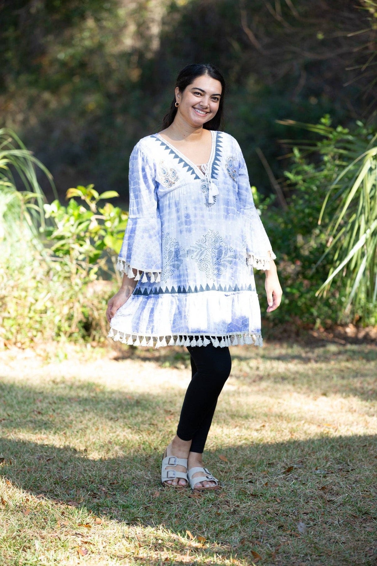 Bohemian Ocean Ethereal Tunic with Bell Sleeve - ivyandlavyboutique Sacred Threads
