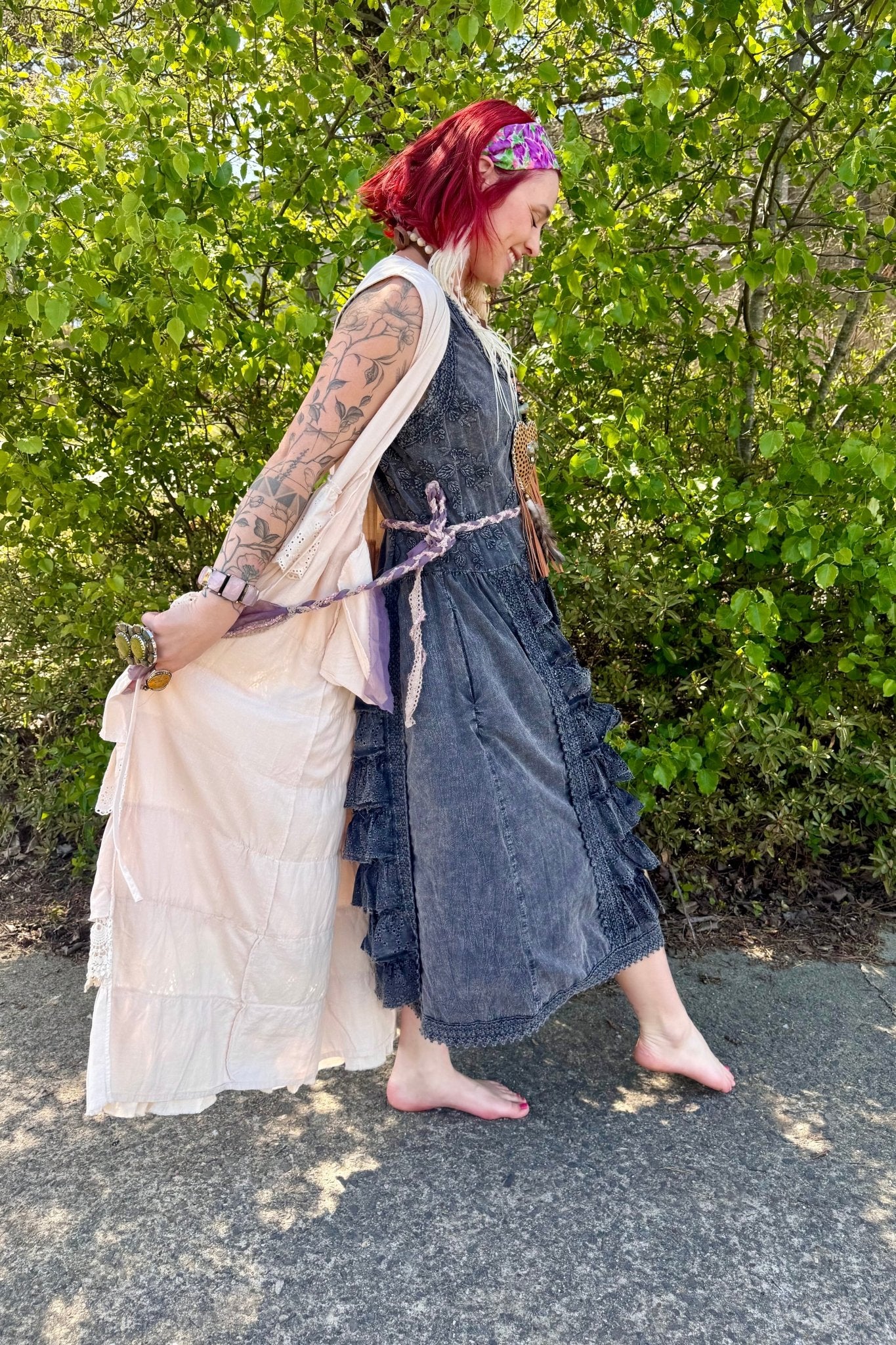 Bohemian Romance Front Tie Duster - ivyandlavyboutique Blue Velvet