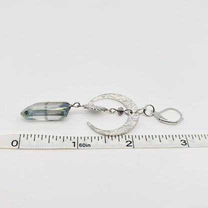 Bohemian Star-moon Combination Crystal Pillar Earrings - MS: Silver - ivyandlavyboutique Mio Queena
