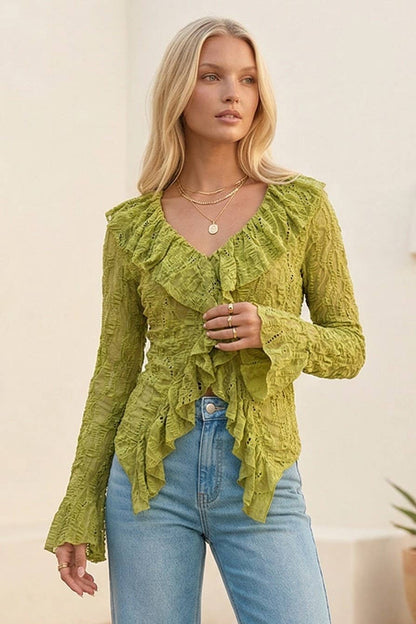Boho Bliss Sheer Lace Top - ivyandlavyboutique WISTERIA LANE