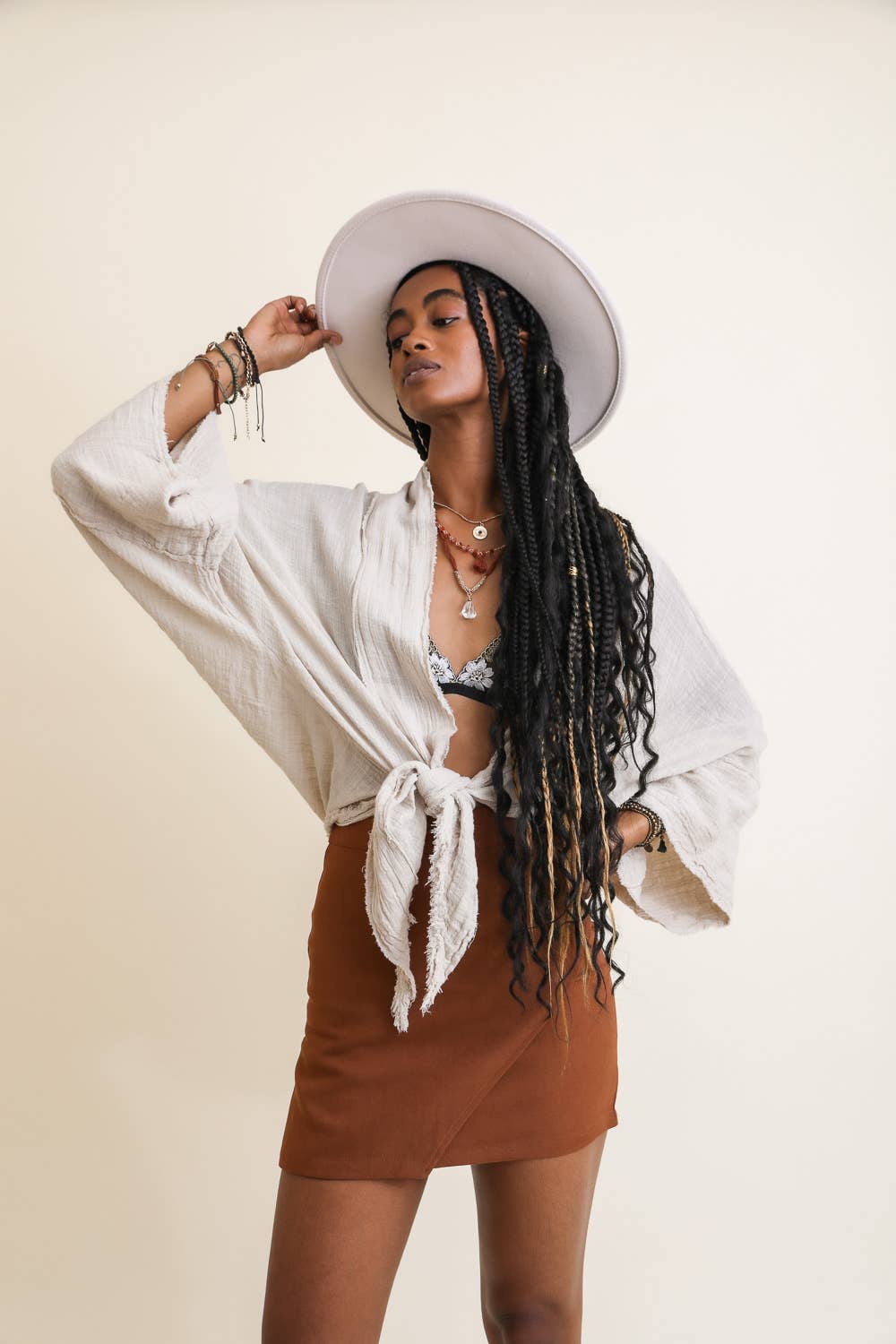 🌸 Boho Chic Kimono Wrap - Flowy Sleeves & Lightweight: Rust - ivyandlavyboutique Zenana