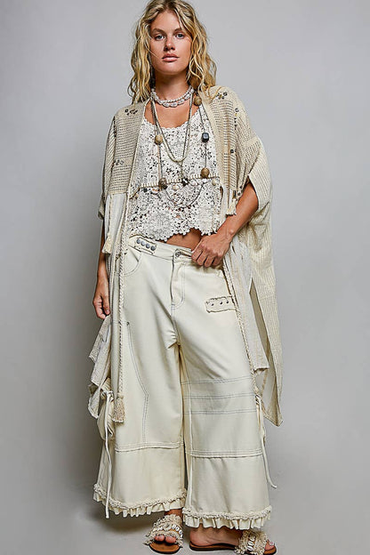 Boho Crochet Contrast Sequin Tassel Midi Kimono Fit Cardigan - ivyandlavyboutique Pol Clothing