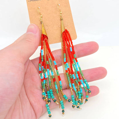 Boho Hand-woven Seed Beads Tassels Earrings - BJ/SB: Style 1 - ivyandlavyboutique Mio Queena