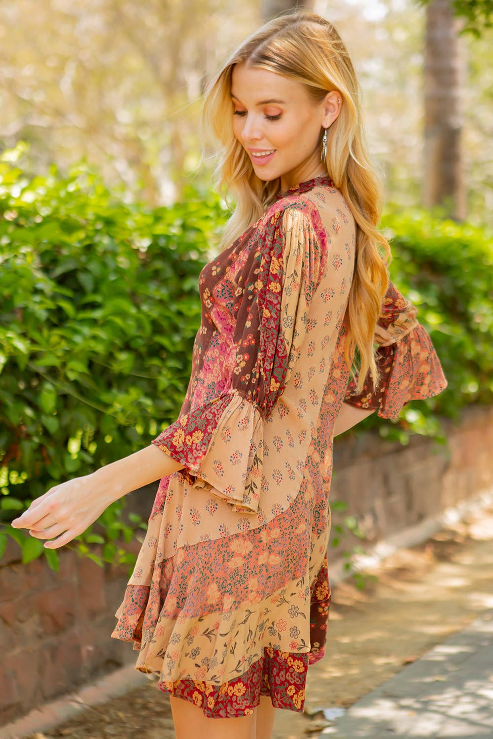 Boho Patchwork Overdyed Babydoll Dress - ivyandlavyboutique Young Threads