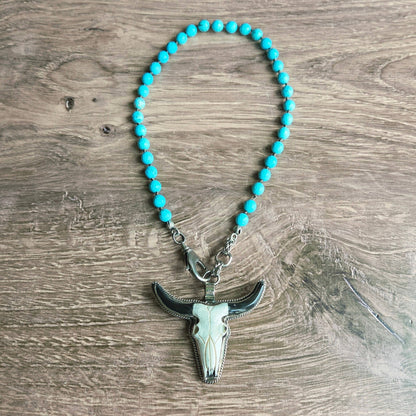Bone Longhorn Tibetan Pendant Beaded Necklace - ivyandlavyboutique ZINC Designs