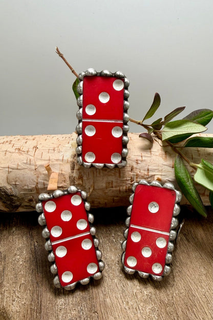Bright Red Domino Ring or Cuff - ivyandlavyboutique ivyandlavyboutique