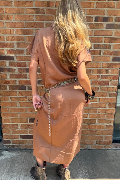 Brown Floral Dress/Vest - ivyandlavyboutique Chica luv