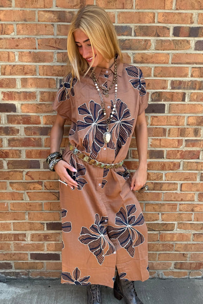Brown Floral Dress/Vest - ivyandlavyboutique Chica luv