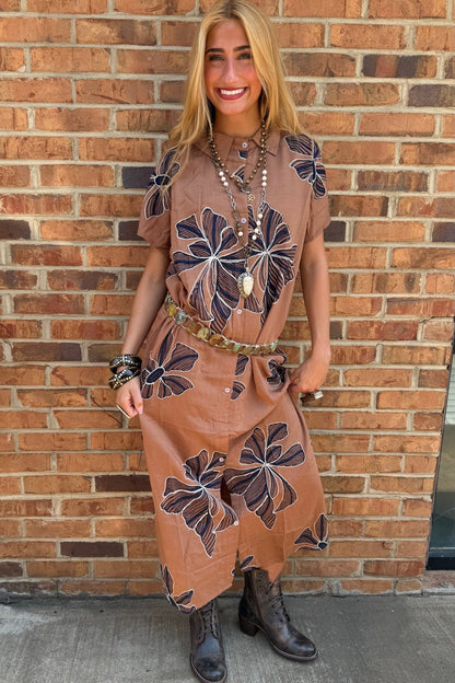 Brown Floral Dress/Vest - ivyandlavyboutique Chica luv
