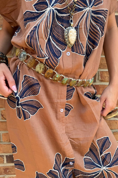 Brown Floral Dress/Vest - ivyandlavyboutique Chica luv