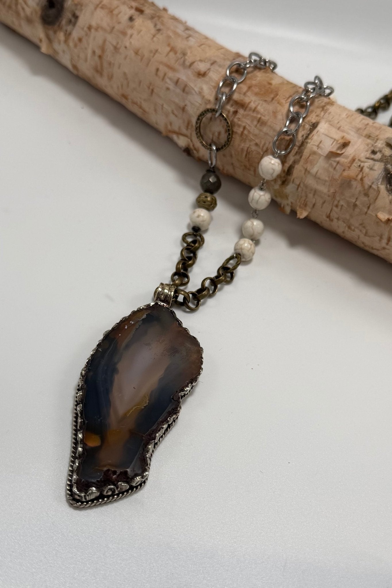 Brown Geode Slab Statement Handmade Necklace - ivyandlavyboutique ivyandlavyboutique