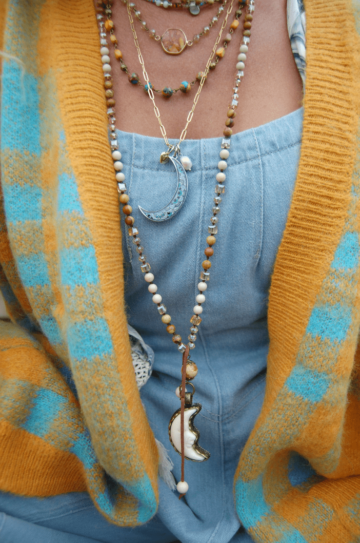 Brown Jasper Crescent Moon - ivyandlavyboutique Spirit Lala