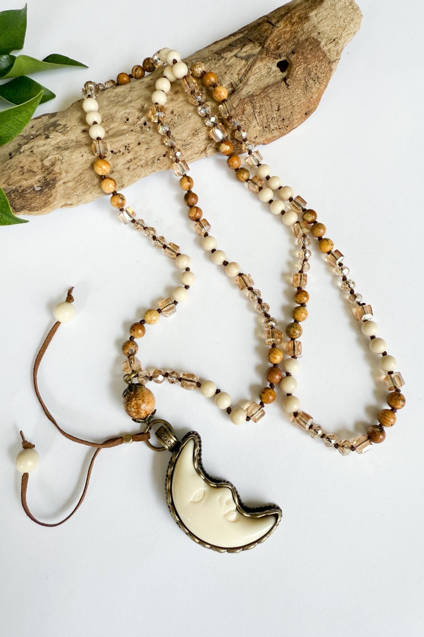 Brown Jasper Crescent Moon - ivyandlavyboutique Spirit Lala