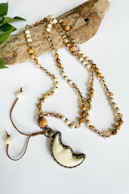 Brown Jasper Crescent Moon - ivyandlavyboutique Spirit Lala