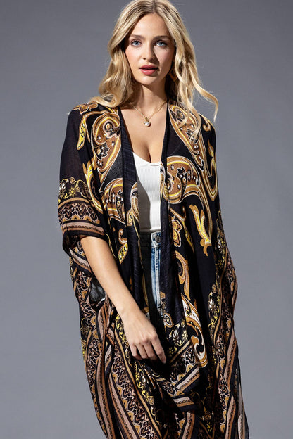 Brown Yellow Multi Kimono - ivyandlavyboutique Urbanista