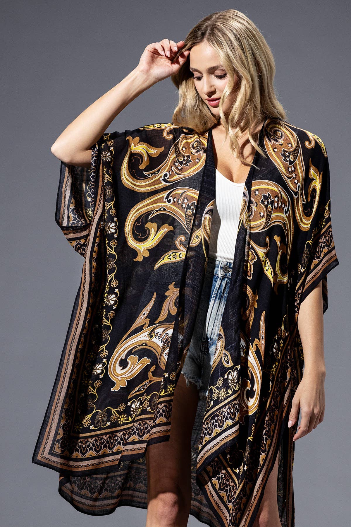 Brown Yellow Multi Kimono - ivyandlavyboutique Urbanista