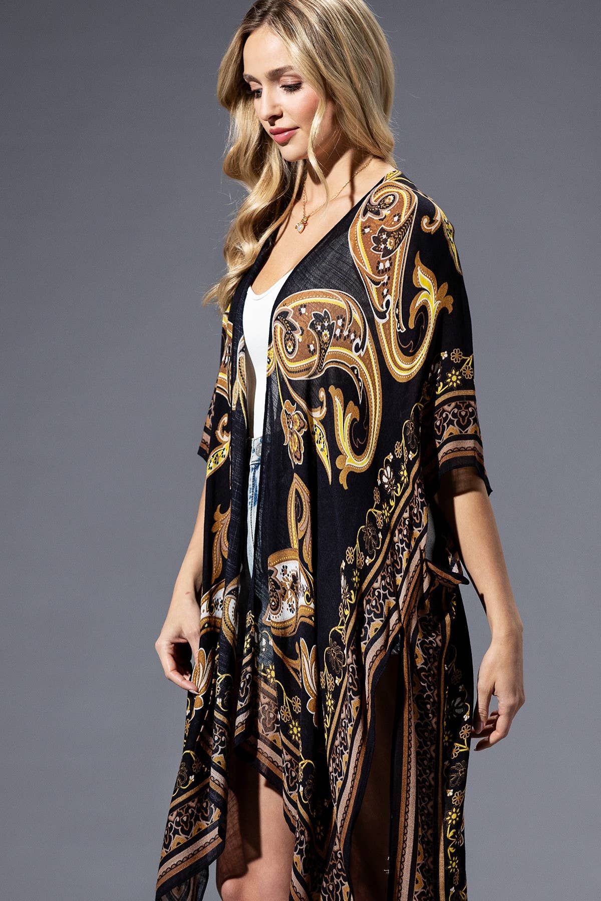 Brown Yellow Multi Kimono - ivyandlavyboutique Urbanista
