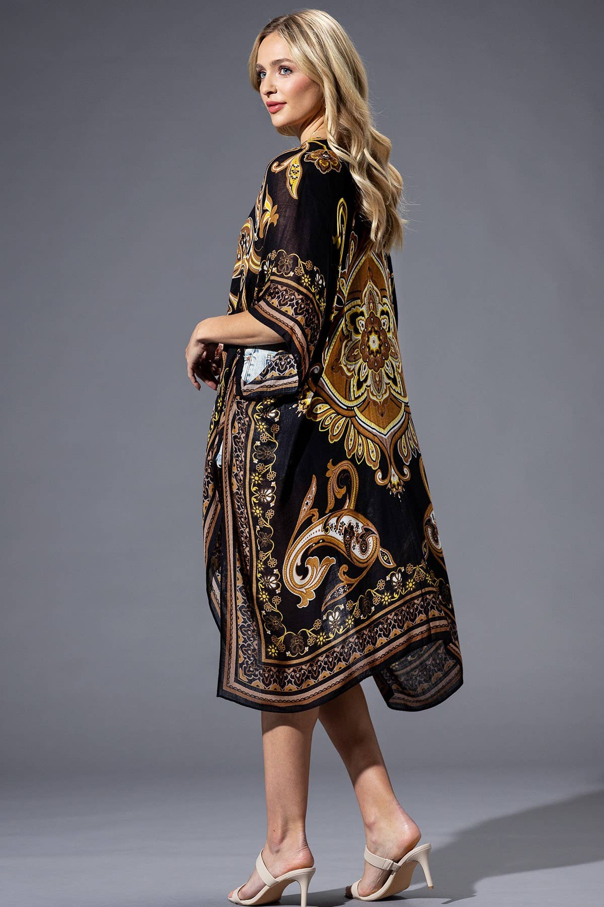 Brown Yellow Multi Kimono - ivyandlavyboutique Urbanista