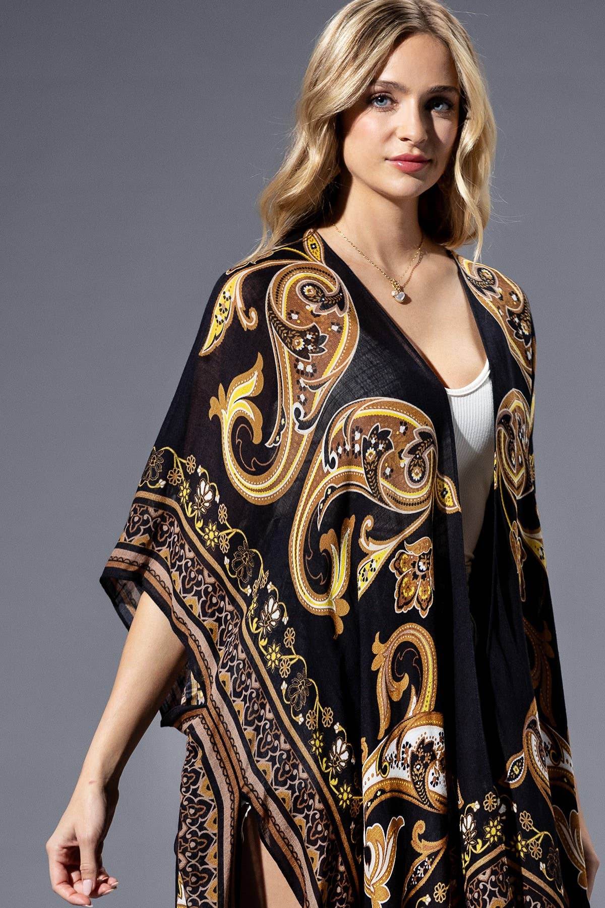 Brown Yellow Multi Kimono - ivyandlavyboutique Urbanista