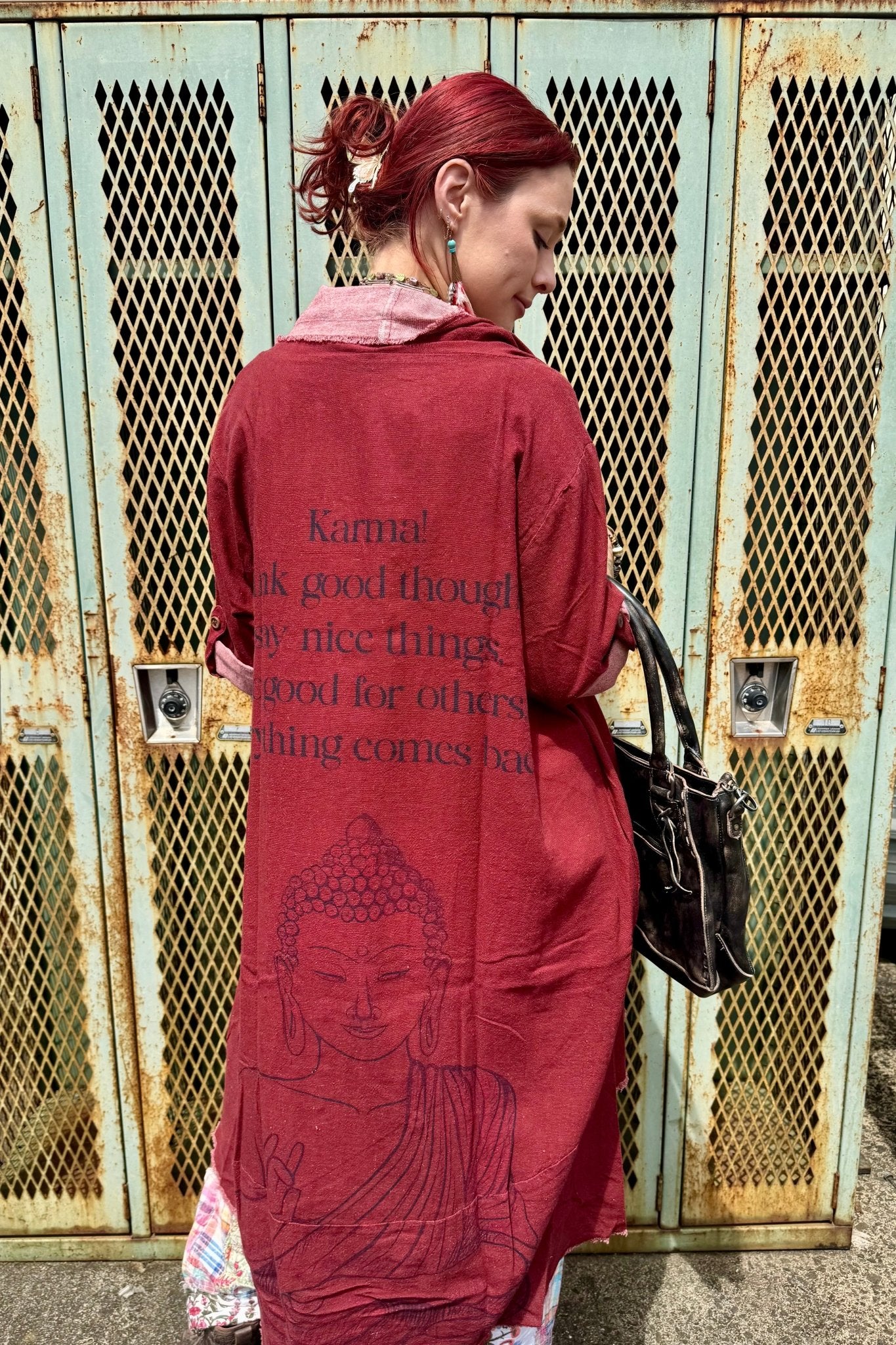 Buddha Duster Jacket in Red - ivyandlavyboutique I LOVE LINEN