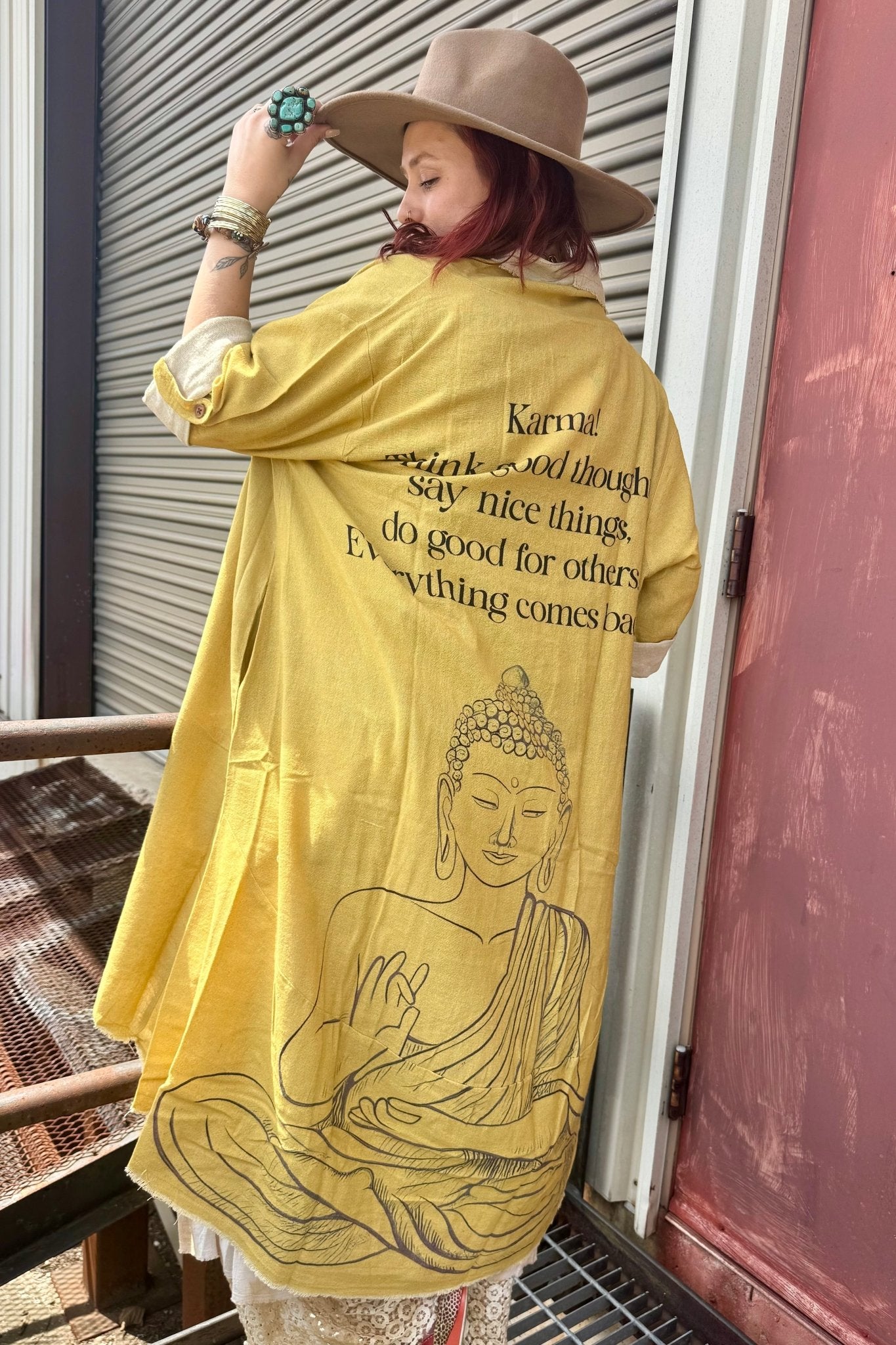 Buddha Duster Jacket in Yellow - ivyandlavyboutique I LOVE LINEN