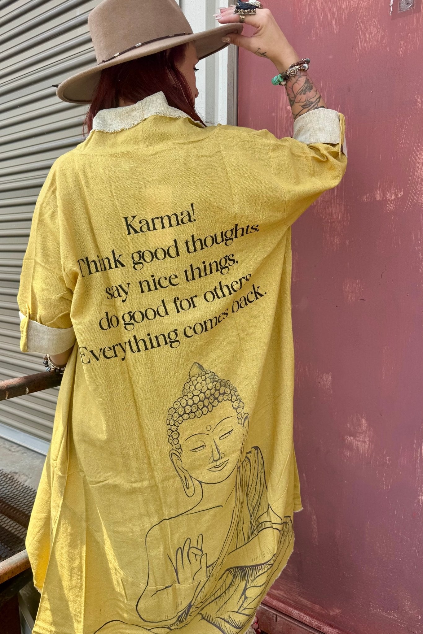 Buddha Duster Jacket in Yellow - ivyandlavyboutique I LOVE LINEN