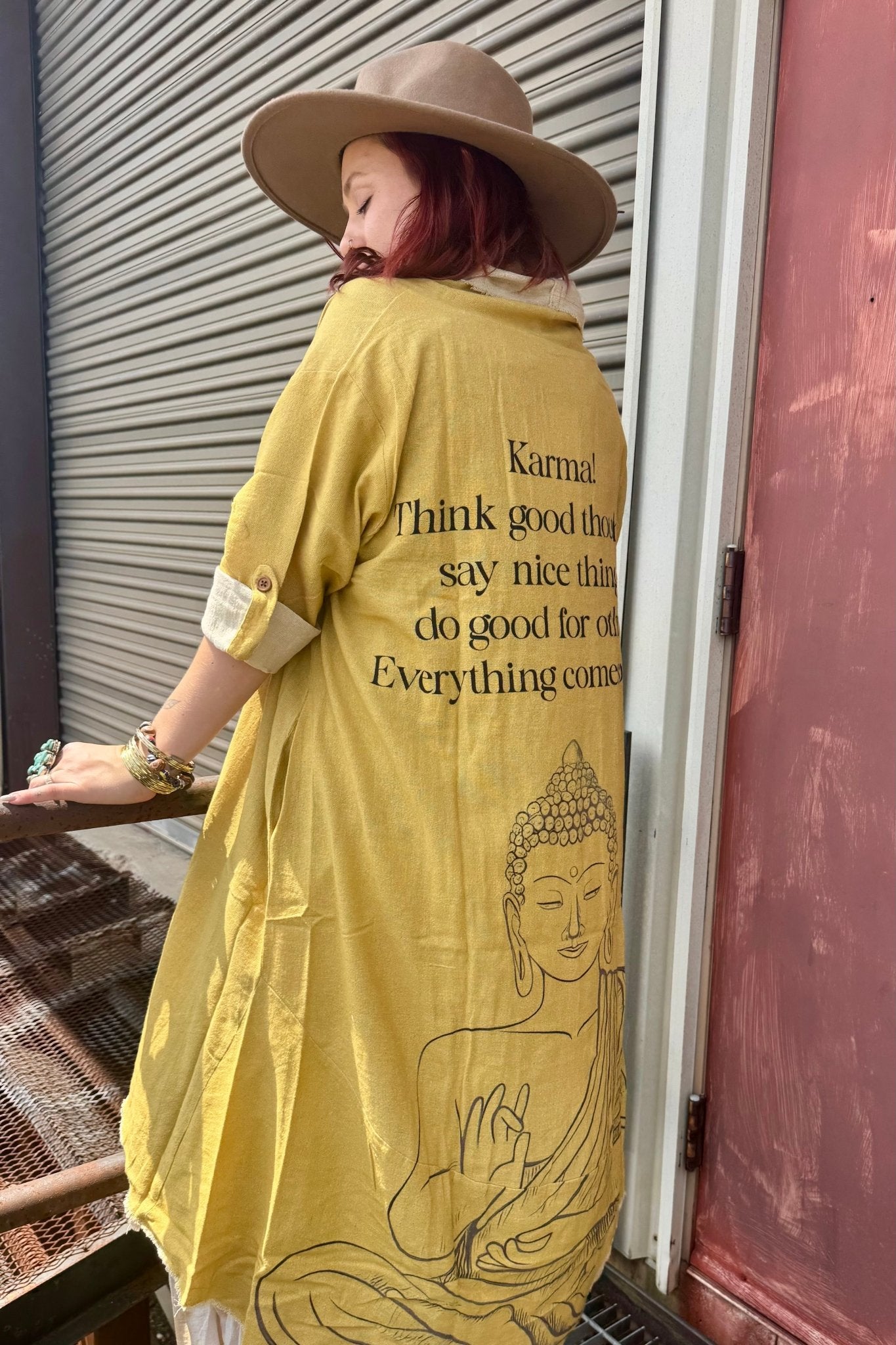 Buddha Duster Jacket in Yellow - ivyandlavyboutique I LOVE LINEN